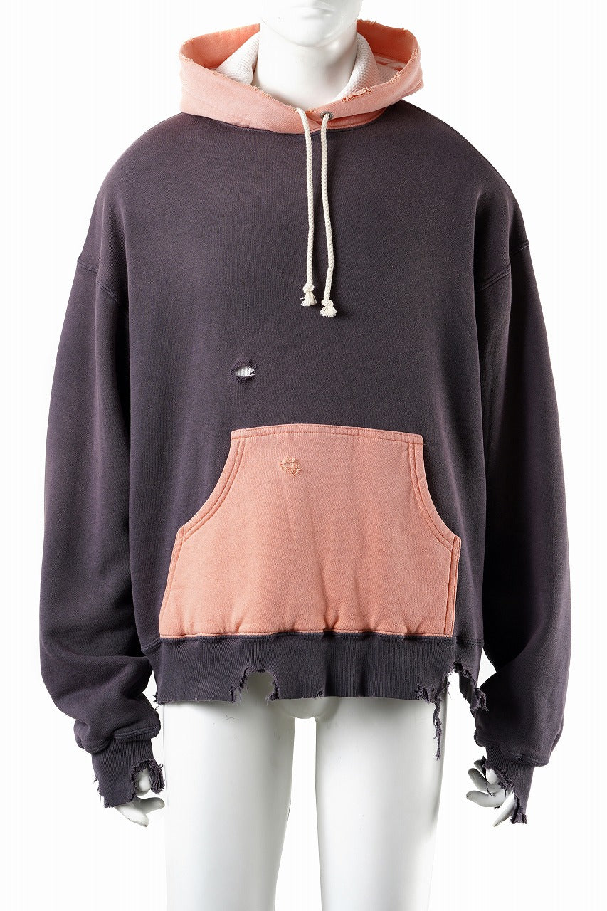 FULLCOUNT FADING DOUBLE FACE SWEAT HOODIE (EGG PLANT x PINK)