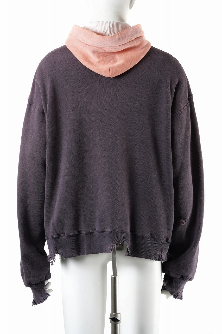 FULLCOUNT FADING DOUBLE FACE SWEAT HOODIE (EGG PLANT x PINK) - Image 3