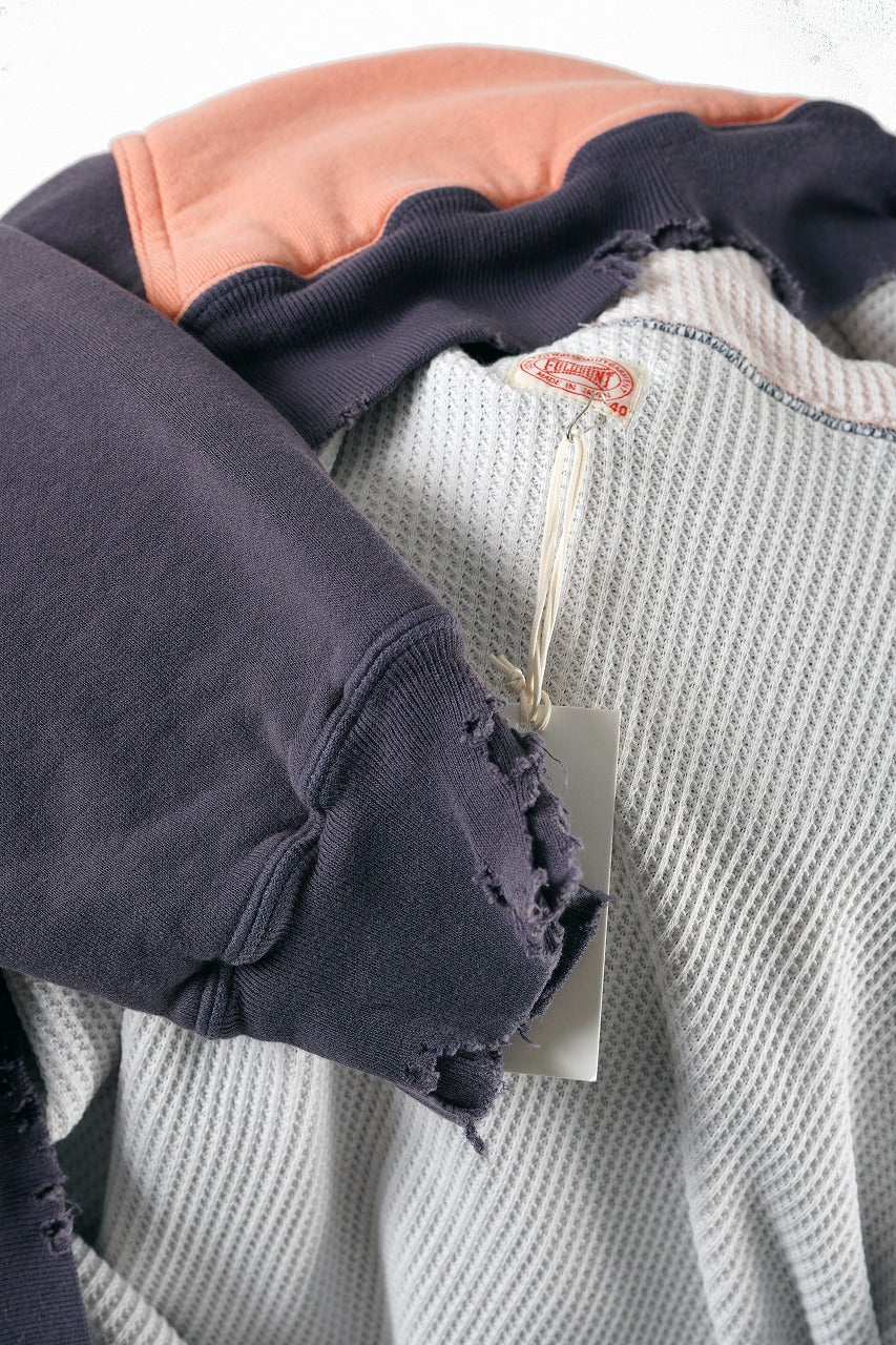 FULLCOUNT FADING DOUBLE FACE SWEAT HOODIE (EGG PLANT x PINK) - Image 9