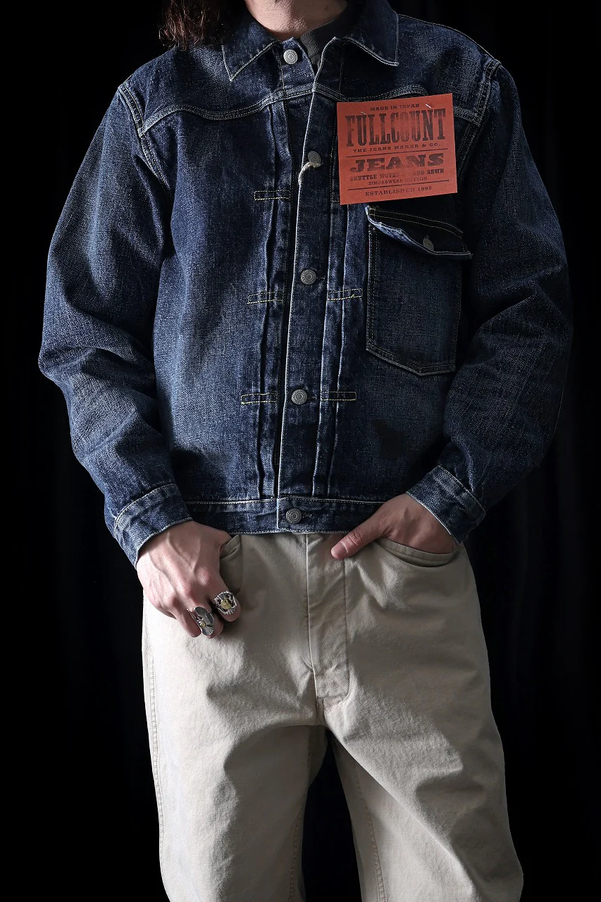 FULLCOUNT "Fear Of The Dark" Type-1 Jean Jacket / 15.5oz Zimbabwe Selvedge Denim (INDIGO BLUE) - Image 2
