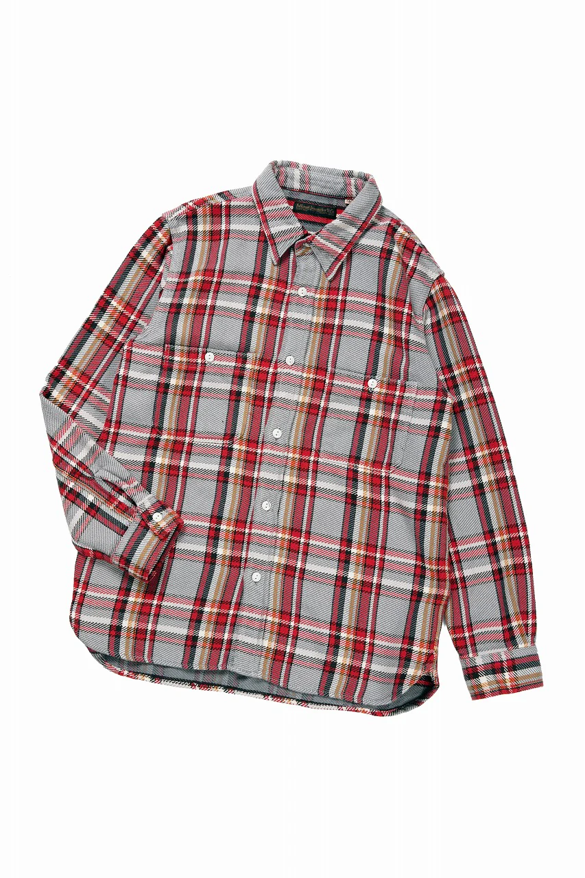FULLCOUNT FLANNEL WORK SHIRT / ORIGINAL COTTON CHECK (GRAY x RED) - Image 3