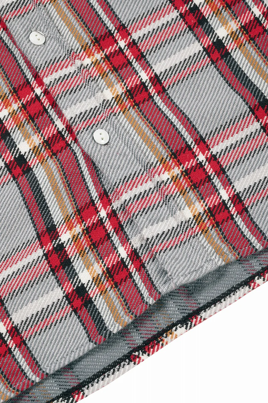 FULLCOUNT FLANNEL WORK SHIRT / ORIGINAL COTTON CHECK (GRAY x RED) - Image 7