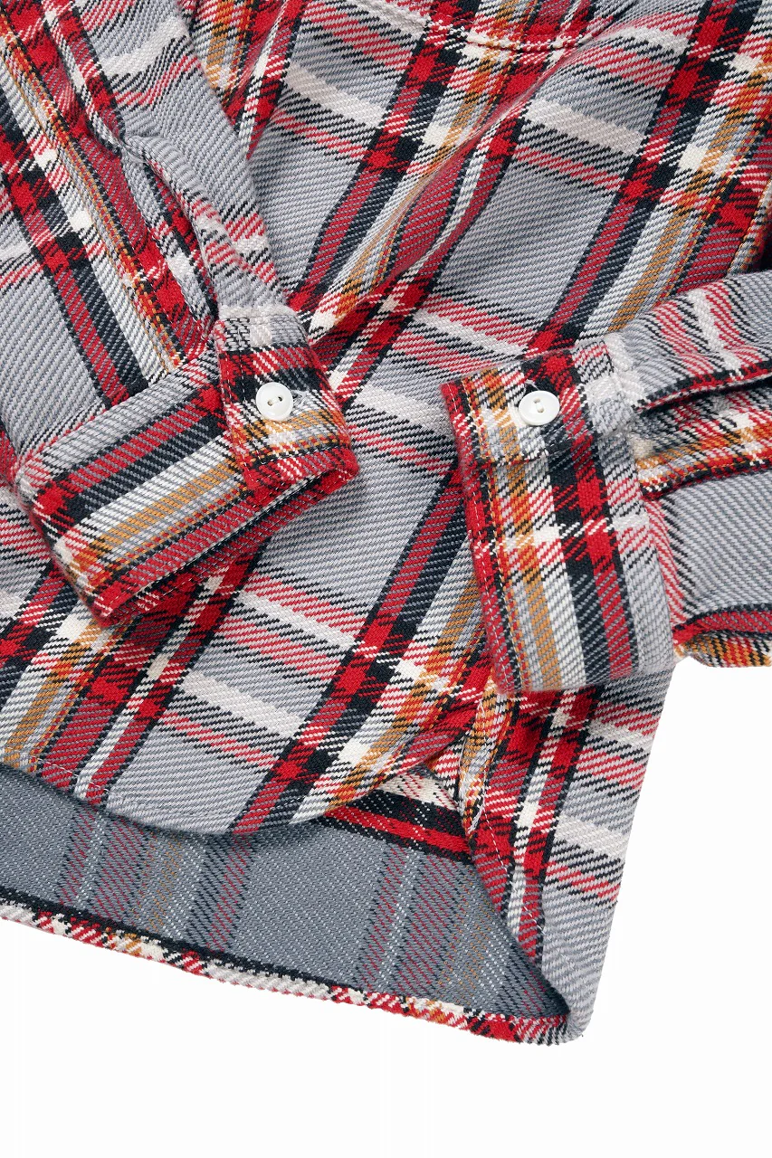 FULLCOUNT FLANNEL WORK SHIRT / ORIGINAL COTTON CHECK (GRAY x RED) - Image 9