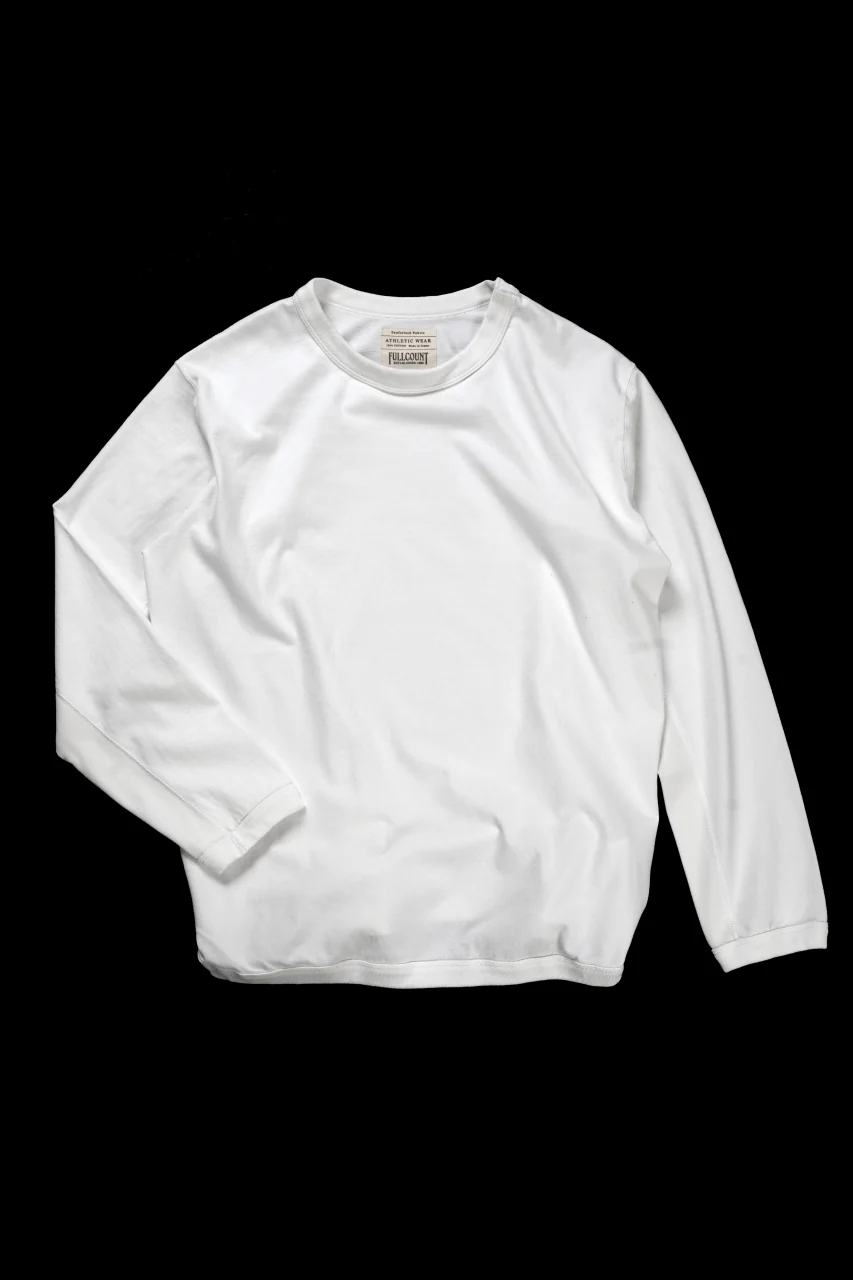 FULLCOUNT FLAT SEAM HEAVY WEIGHT LONG SLEEVE T SHIRT / ORIGINAL 30/2 TIGHT TENSION JERSEY (WHITE) - Image 2