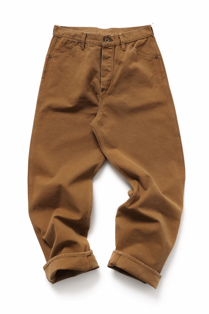 FULLCOUNT HEAVY CANVAS CINCH BACK WORK TROUSERS (BROWN) - Image 2