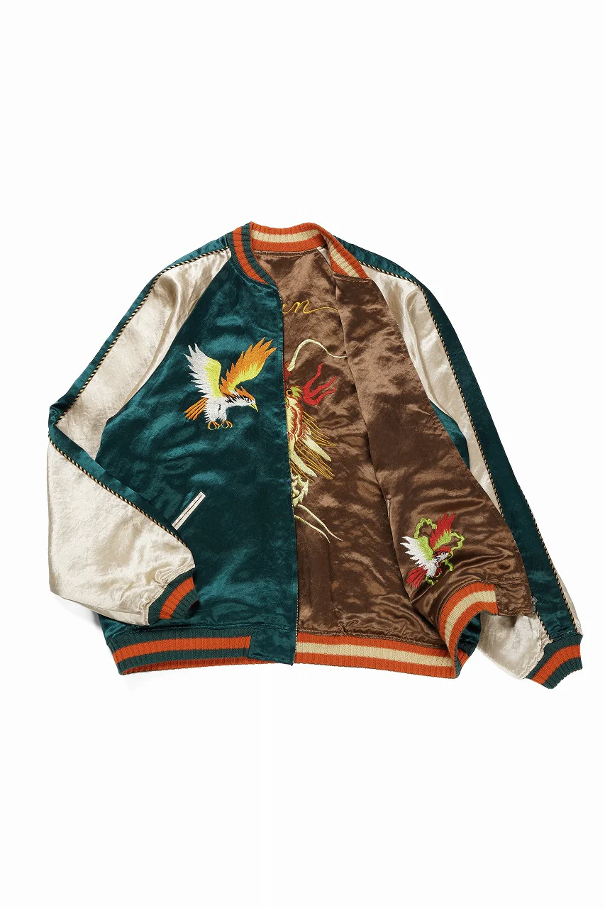 FULLCOUNT REVERSIBLE SKAJAN "HAWK & DRAGON" (GREEN x ECRU / BROWN x ECRU) - Image 2