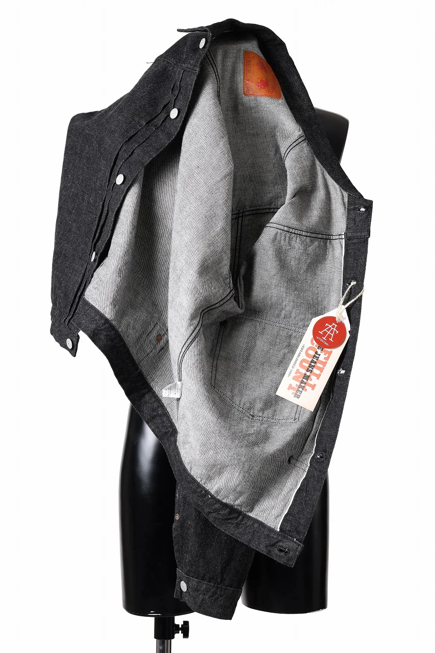FULLCOUNT Type 1 Black Denim Jacket / 13.7oz Zimbabwe Selvedge Denim (BLACK) - Image 7