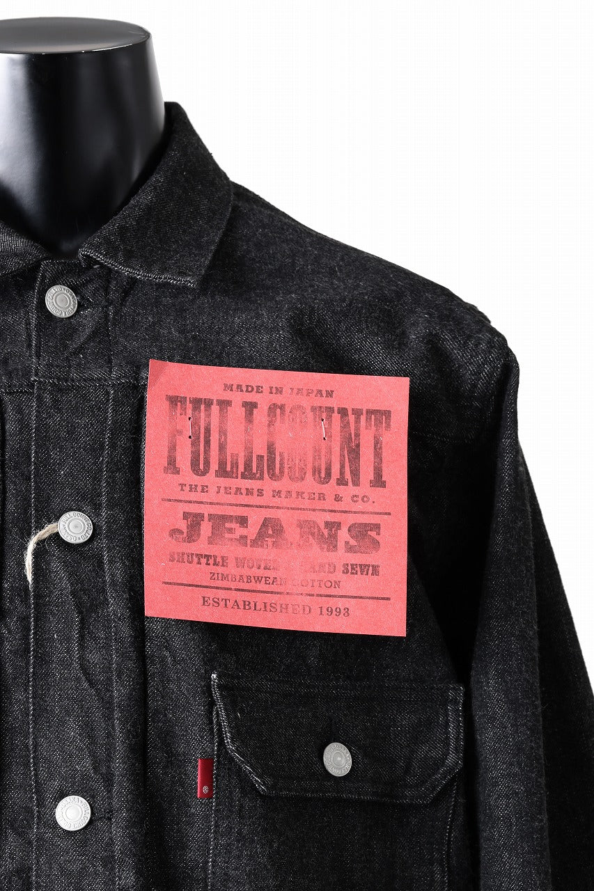 FULLCOUNT Type 1 Black Denim Jacket / 13.7oz Zimbabwe Selvedge Denim (BLACK) - Image 9