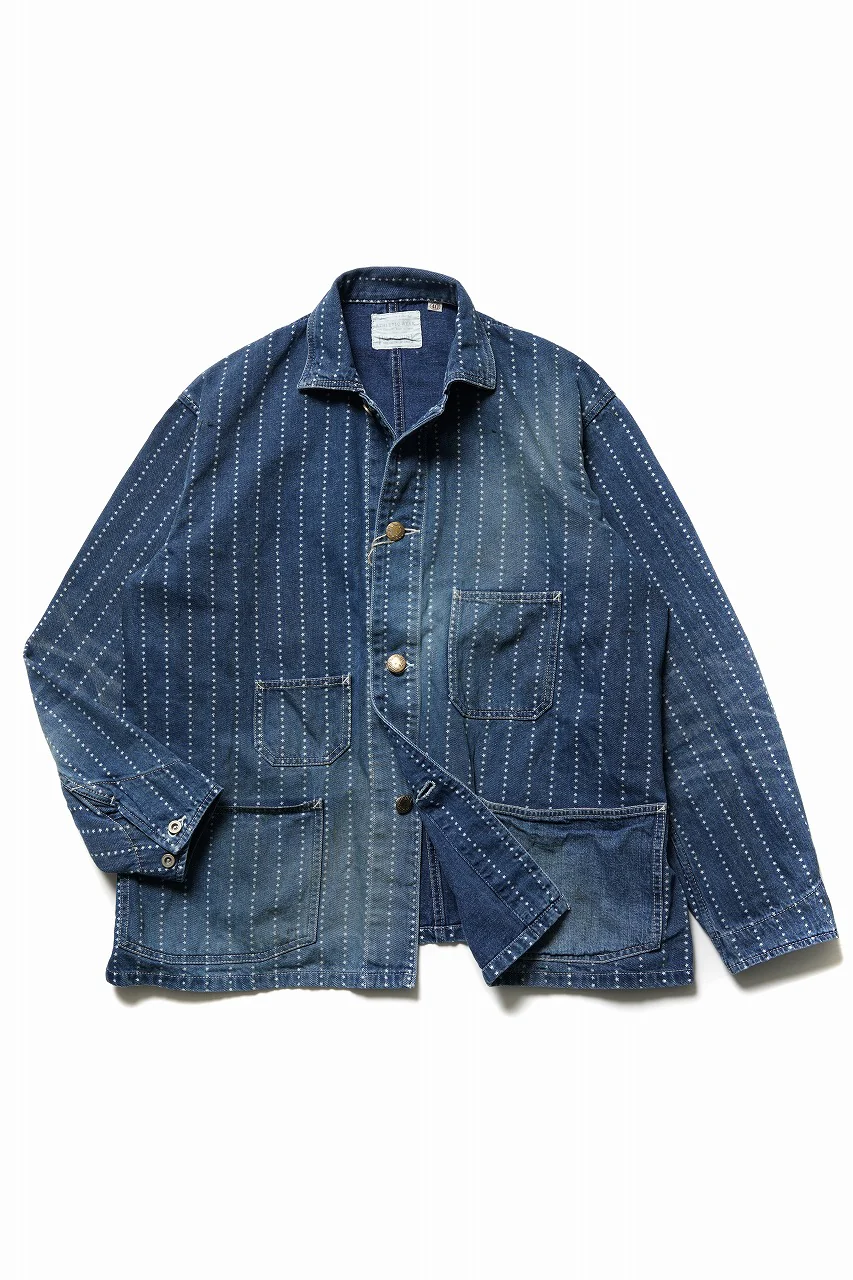 FULLCOUNT WABASH CHORE JACKET / INDIGO DYED DRILL with WASH STAR STRIPE (INDIGO / HAND WASHED)