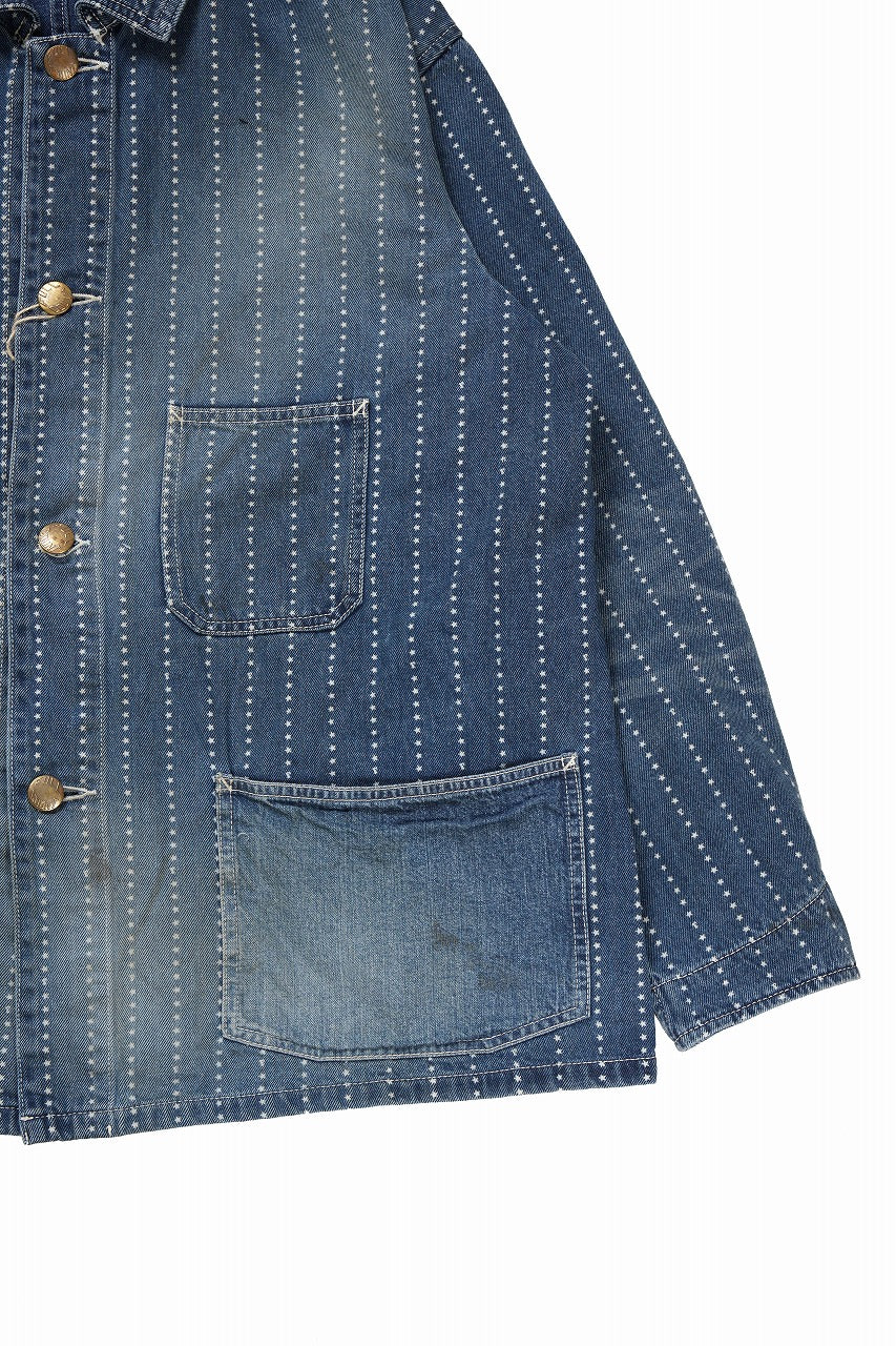 FULLCOUNT WABASH CHORE JACKET / INDIGO DYED DRILL with WASH STAR STRIPE (INDIGO / HAND WASHED) - Image 12