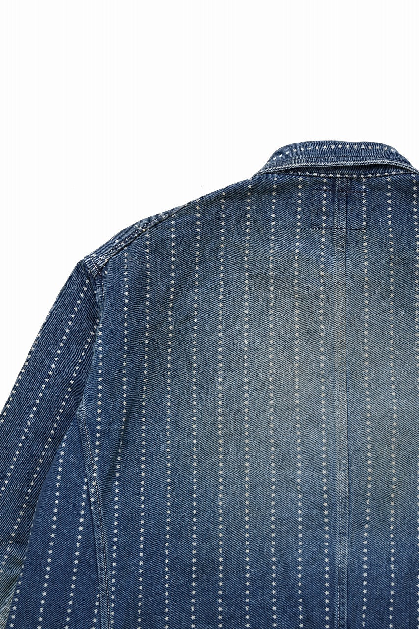 FULLCOUNT WABASH CHORE JACKET / INDIGO DYED DRILL with WASH STAR STRIPE (INDIGO / HAND WASHED) - Image 16