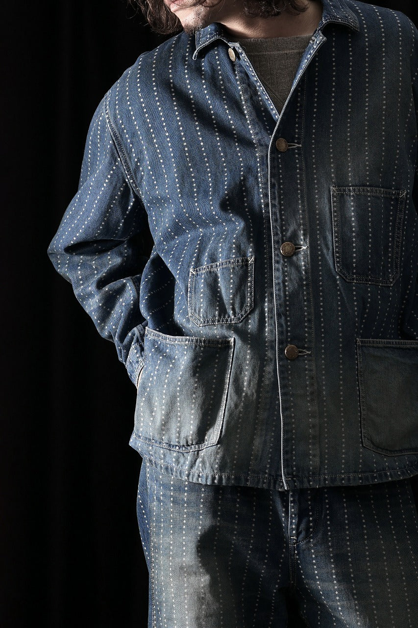 FULLCOUNT WABASH CHORE JACKET / INDIGO DYED DRILL with WASH STAR STRIPE (INDIGO / HAND WASHED) - Image 6