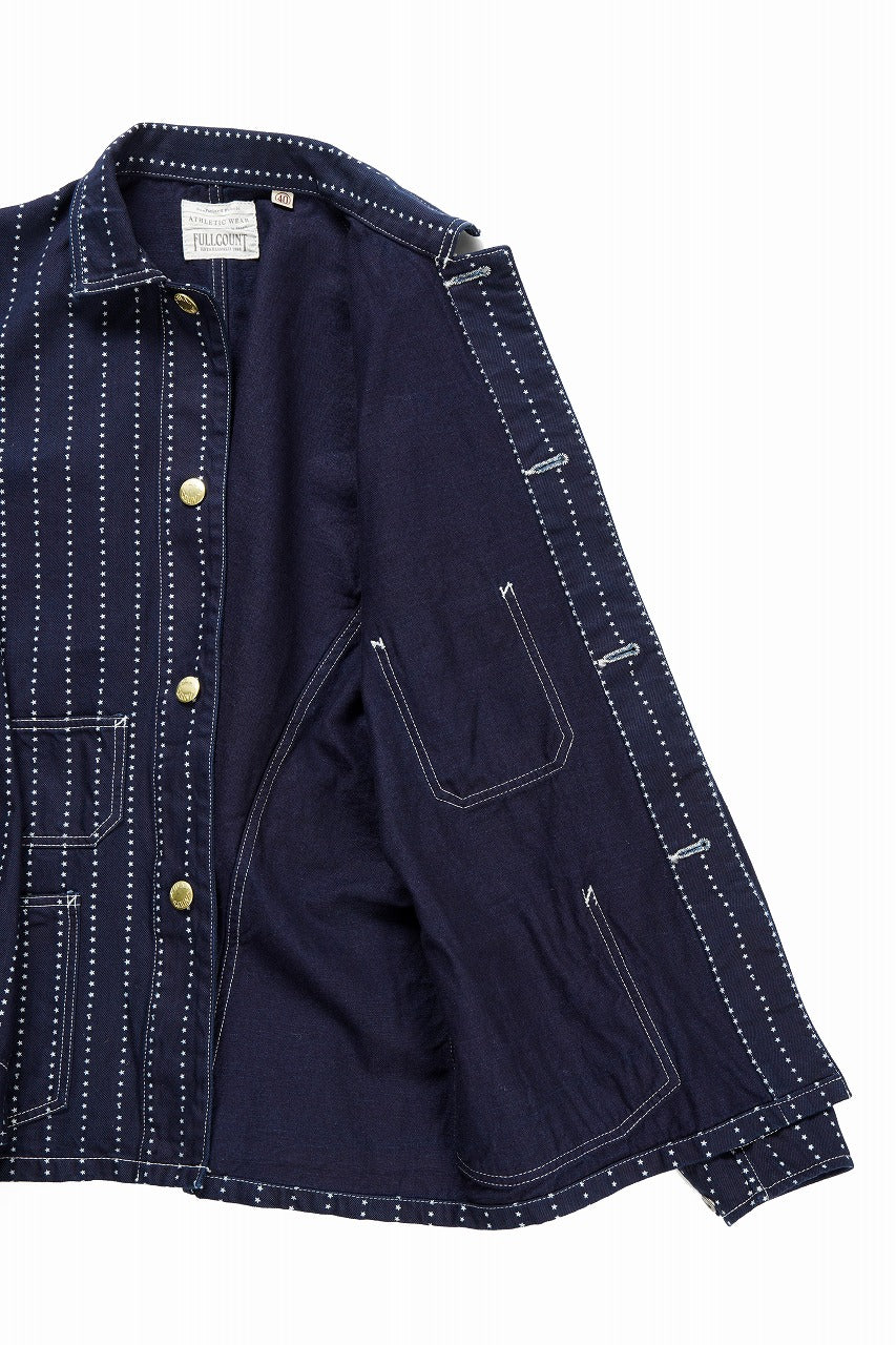 FULLCOUNT WABASH CHORE JACKET / INDIGO DYED DRILL with WASH STAR STRIPE (INDIGO / ONE WASHED) - Image 13