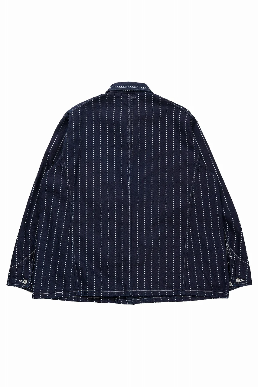 FULLCOUNT WABASH CHORE JACKET / INDIGO DYED DRILL with WASH STAR STRIPE (INDIGO / ONE WASHED) - Image 3