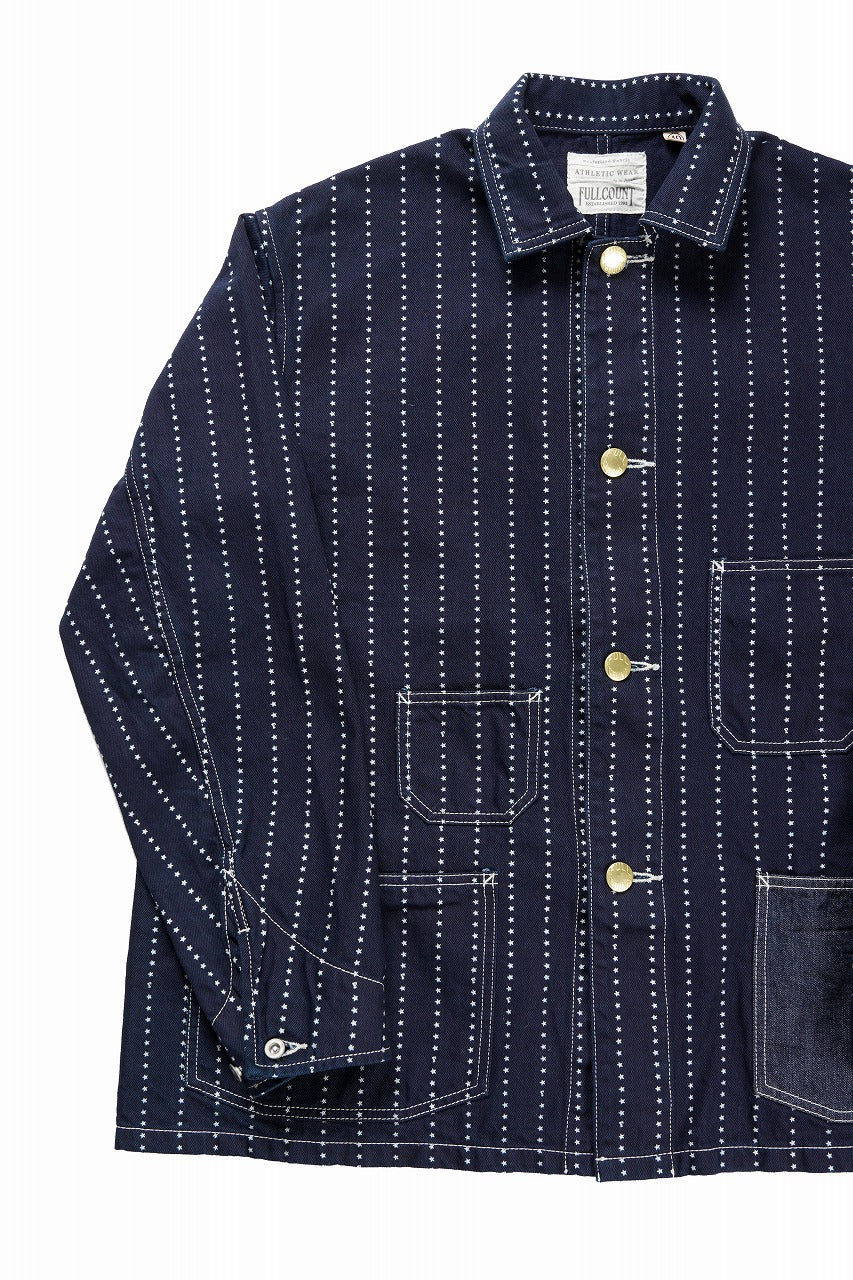 FULLCOUNT WABASH CHORE JACKET / INDIGO DYED DRILL with WASH STAR STRIPE (INDIGO / ONE WASHED) - Image 4