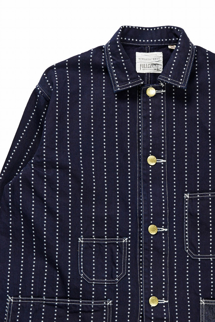 FULLCOUNT WABASH CHORE JACKET / INDIGO DYED DRILL with WASH STAR STRIPE (INDIGO / ONE WASHED) - Image 5