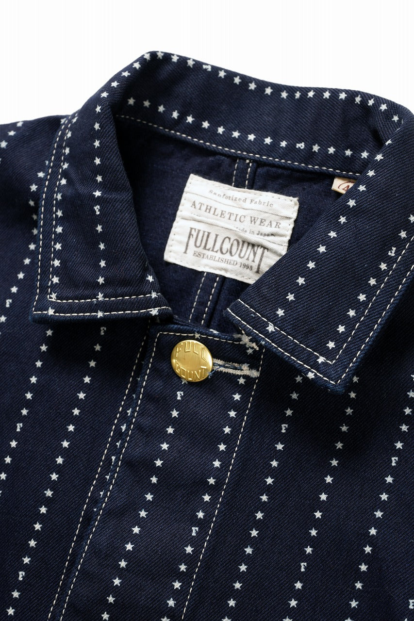 FULLCOUNT WABASH CHORE JACKET / INDIGO DYED DRILL with WASH STAR STRIPE (INDIGO / ONE WASHED) - Image 7