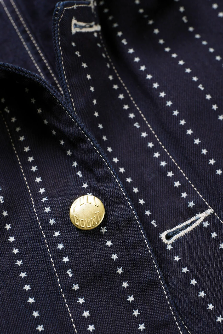 FULLCOUNT WABASH CHORE JACKET / INDIGO DYED DRILL with WASH STAR STRIPE (INDIGO / ONE WASHED) - Image 9