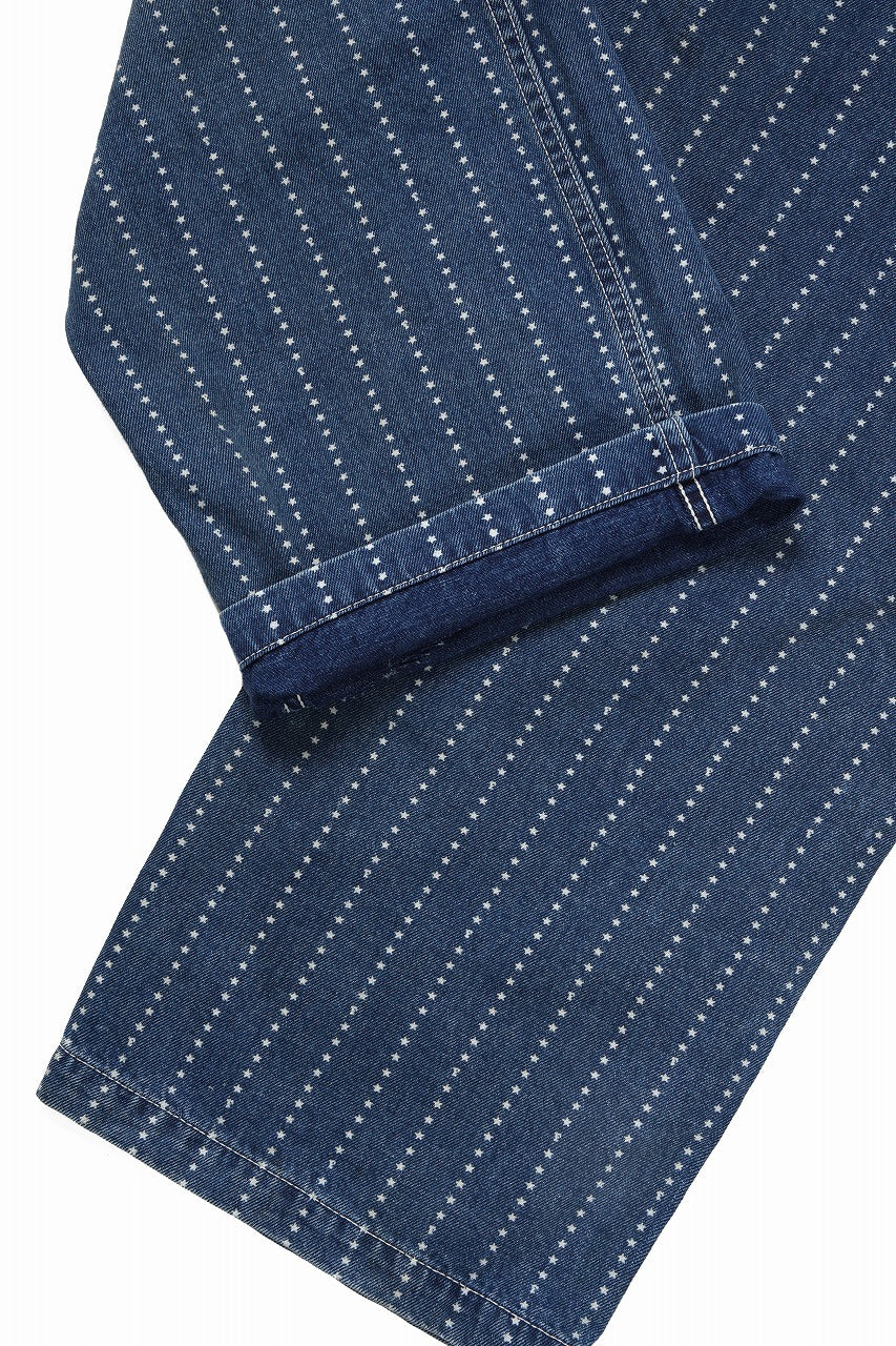 FULLCOUNT WABASH WORKERS PANTS / INDIGO DYED DRILL with WASH STAR STRIPE (INDIGO / HAND WASHED) - Image 10