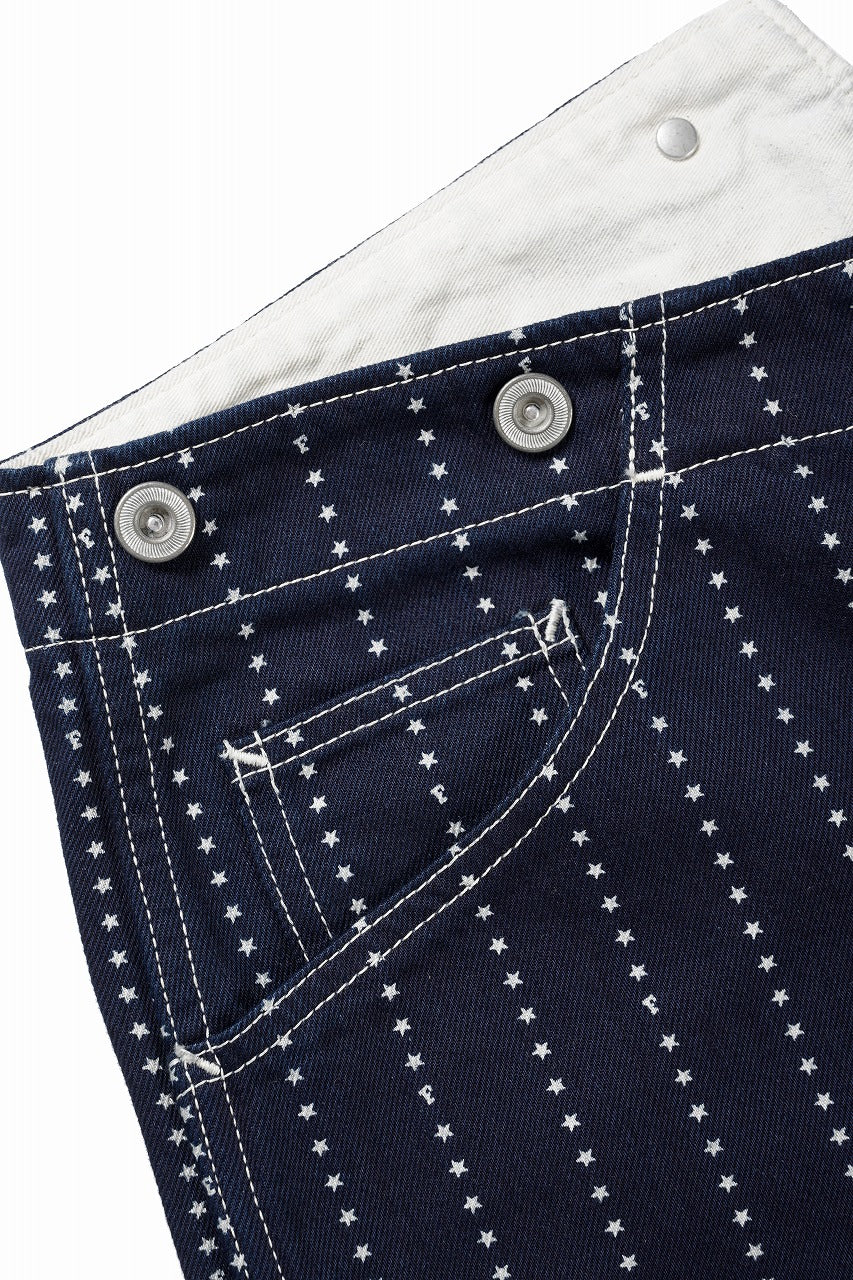 FULLCOUNT WABASH WORKERS PANTS / INDIGO DYED DRILL with WASH STAR STRIPE (INDIGO / ONE WASHED) - Image 5