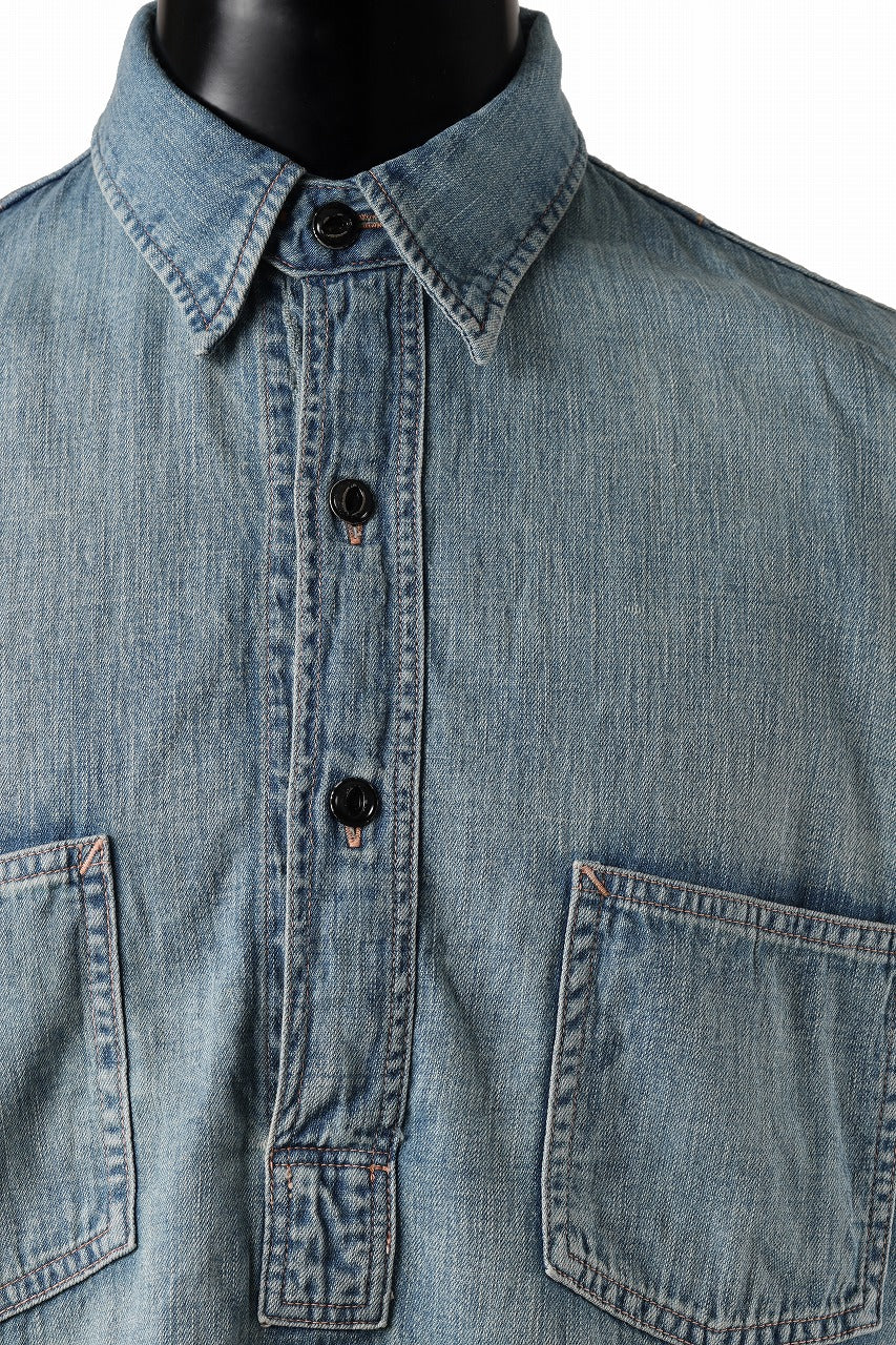 FULLCOUNT WORKING PULLOVER SHIRT / 8oz COTTON LINEN DENIM (INDIGO) - Image 10