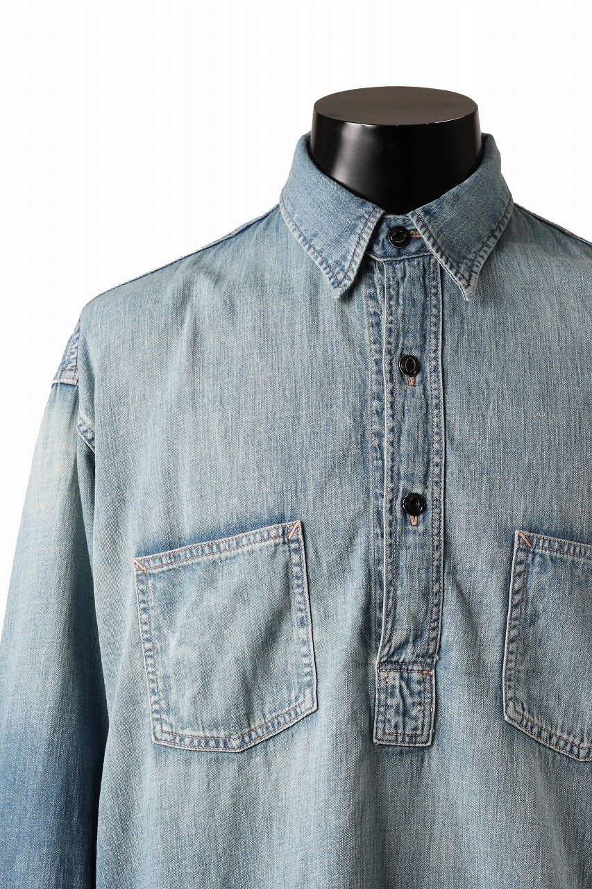 FULLCOUNT WORKING PULLOVER SHIRT / 8oz COTTON LINEN DENIM (INDIGO) - Image 14