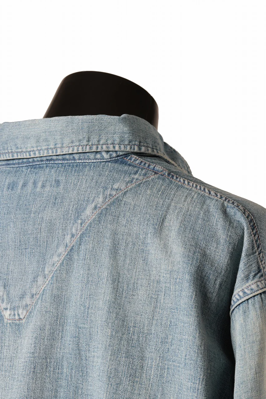 FULLCOUNT WORKING PULLOVER SHIRT / 8oz COTTON LINEN DENIM (INDIGO) - Image 17