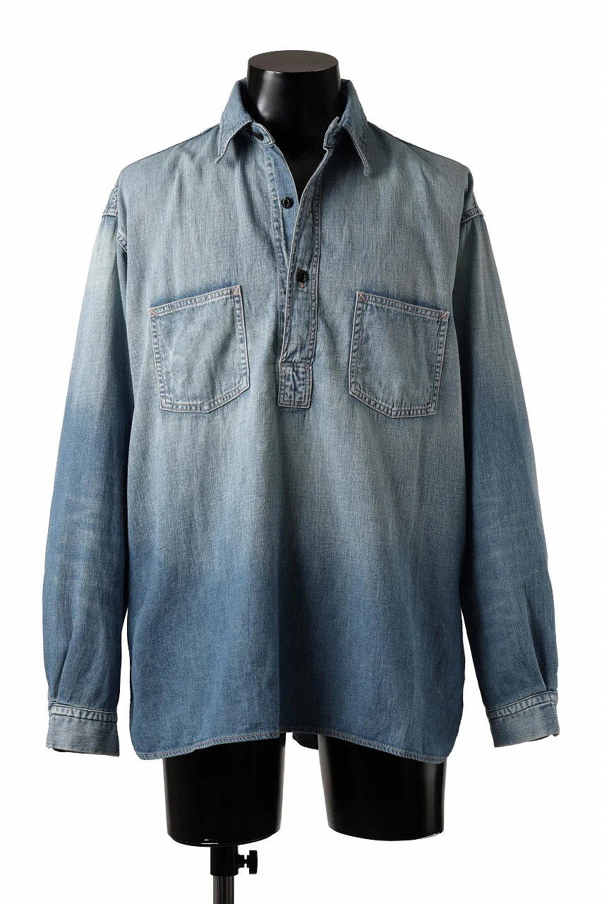 FULLCOUNT WORKING PULLOVER SHIRT / 8oz COTTON LINEN DENIM (INDIGO) - Image 2