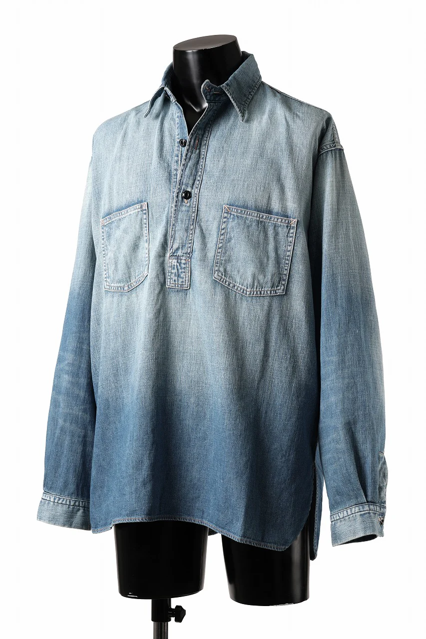 FULLCOUNT WORKING PULLOVER SHIRT / 8oz COTTON LINEN DENIM (INDIGO) - Image 3