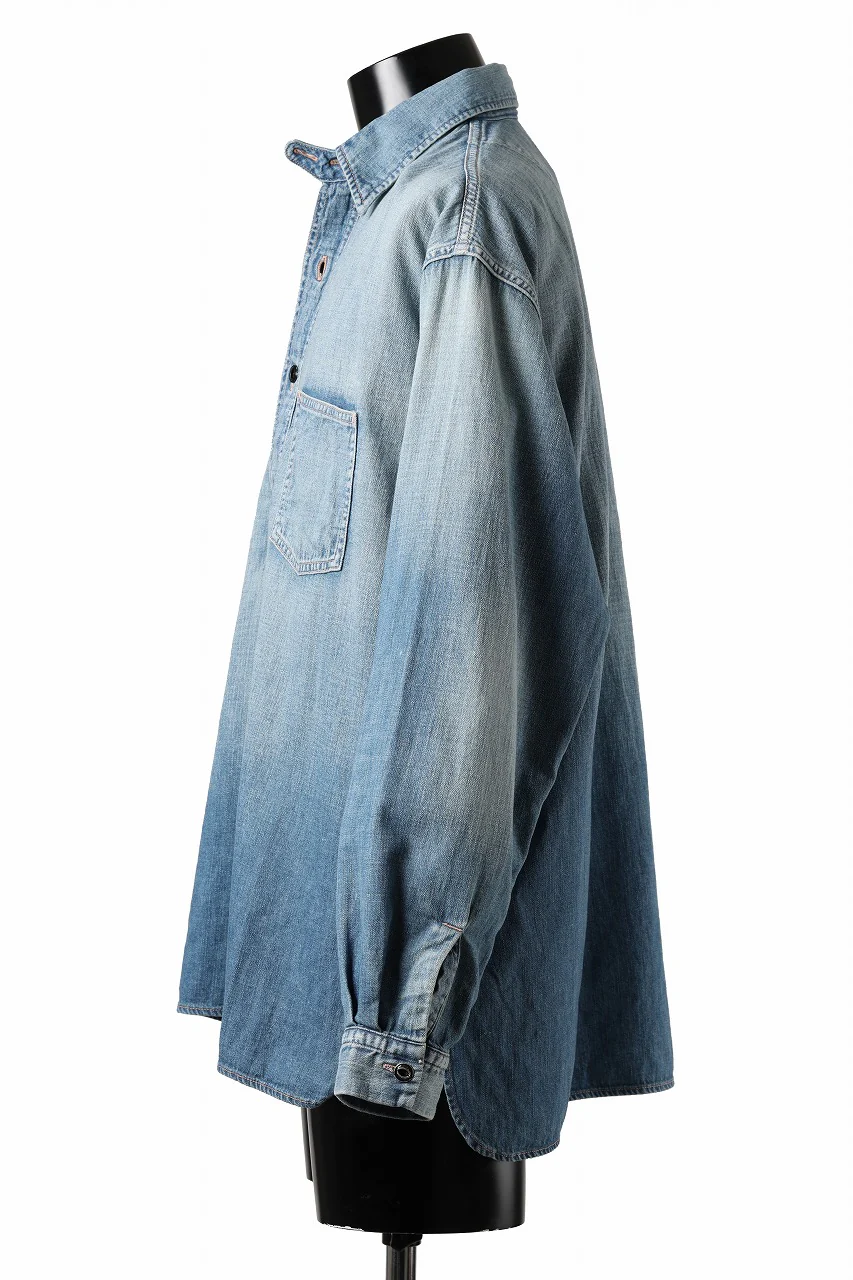 FULLCOUNT WORKING PULLOVER SHIRT / 8oz COTTON LINEN DENIM (INDIGO) - Image 4