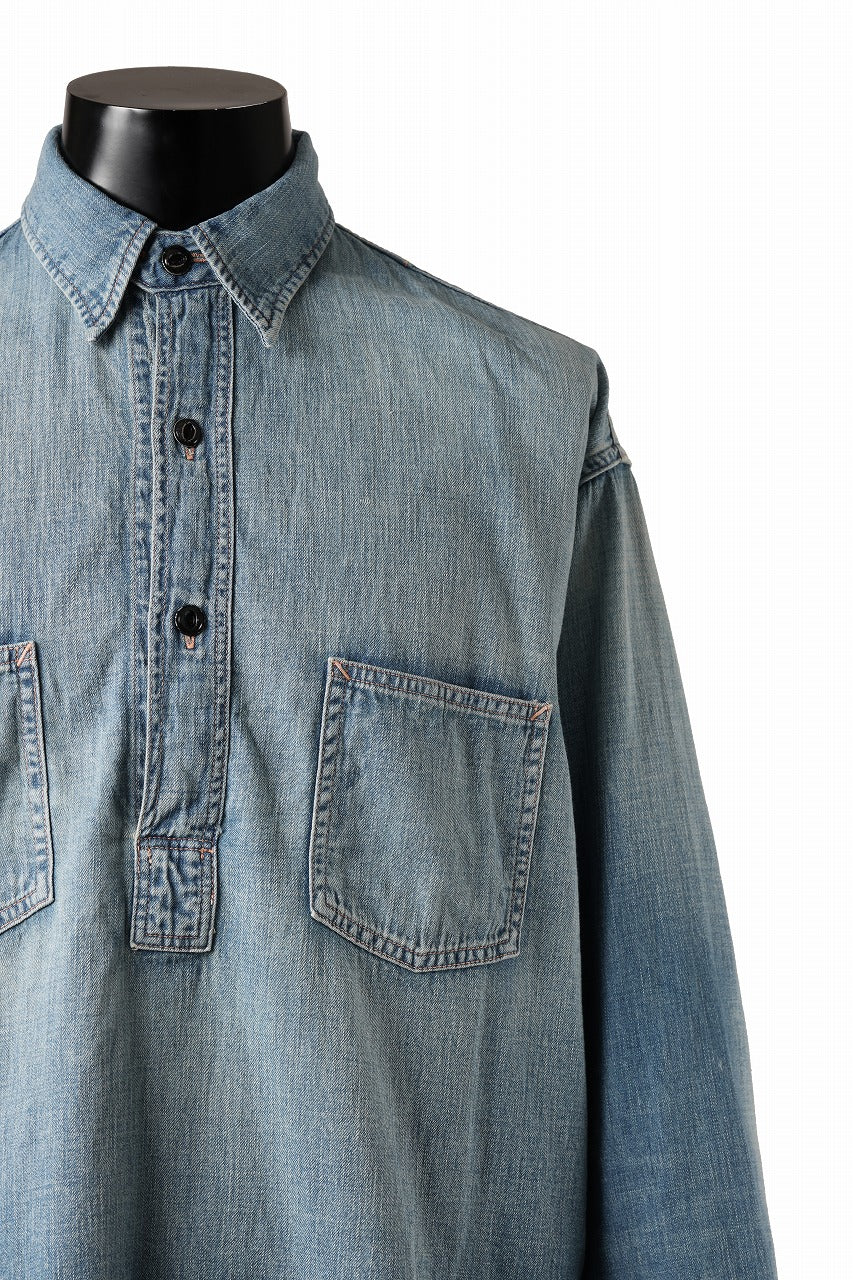 FULLCOUNT WORKING PULLOVER SHIRT / 8oz COTTON LINEN DENIM (INDIGO) - Image 7