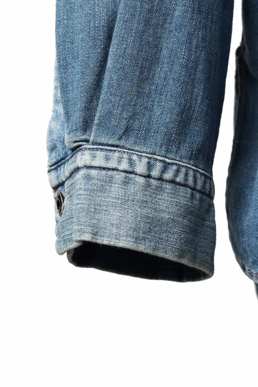 FULLCOUNT WORKING PULLOVER SHIRT / 8oz COTTON LINEN DENIM (INDIGO) - Image 9
