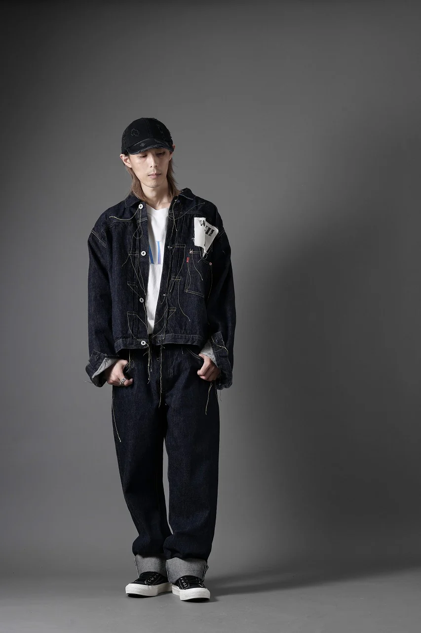FULLCOUNT WWⅡ model Brown Cotton Denim Jacket / 13.7oz Zimbabwe Selvedge Denim (INDIGO BLUE / ONE WASHED) - Image 42