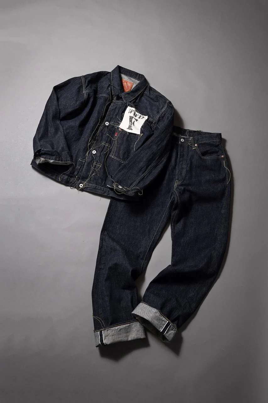 FULLCOUNT WWⅡ model Brown Cotton Denim Jacket / 13.7oz Zimbabwe Selvedge Denim (INDIGO BLUE / ONE WASHED) - Image 44