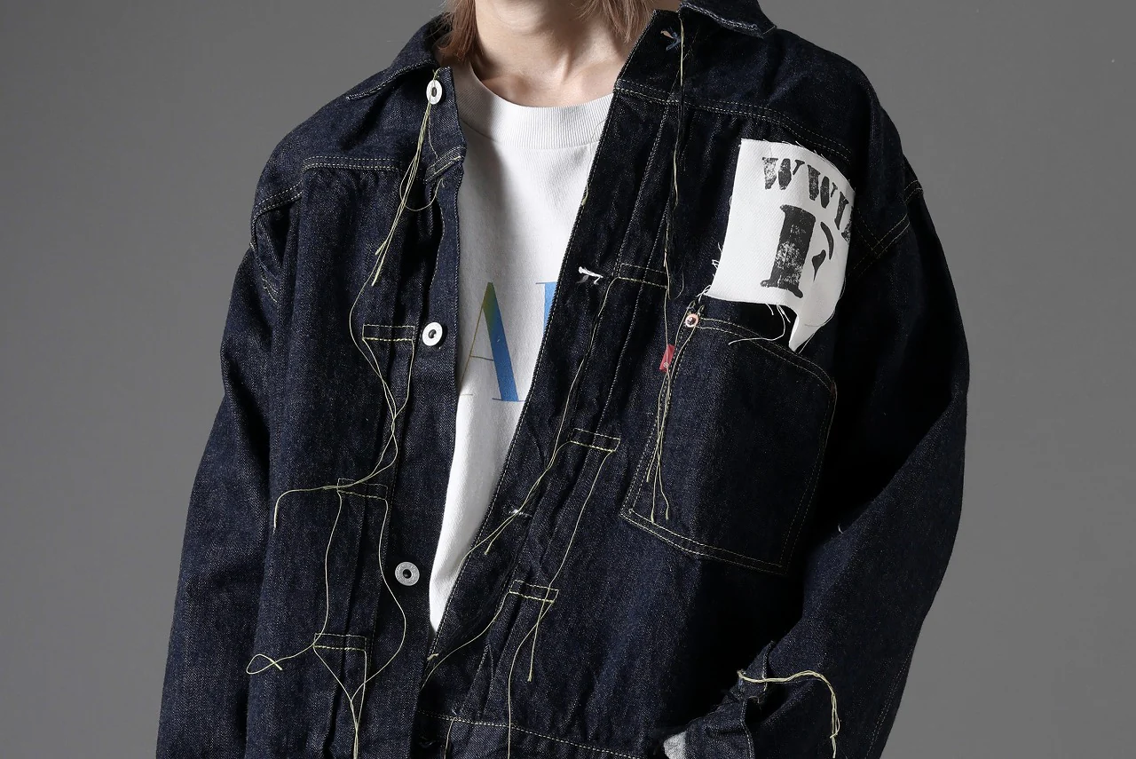 FULLCOUNT WWⅡ model Brown Cotton Denim Jacket / 13.7oz Zimbabwe Selvedge Denim (INDIGO BLUE / ONE WASHED) - Image 45