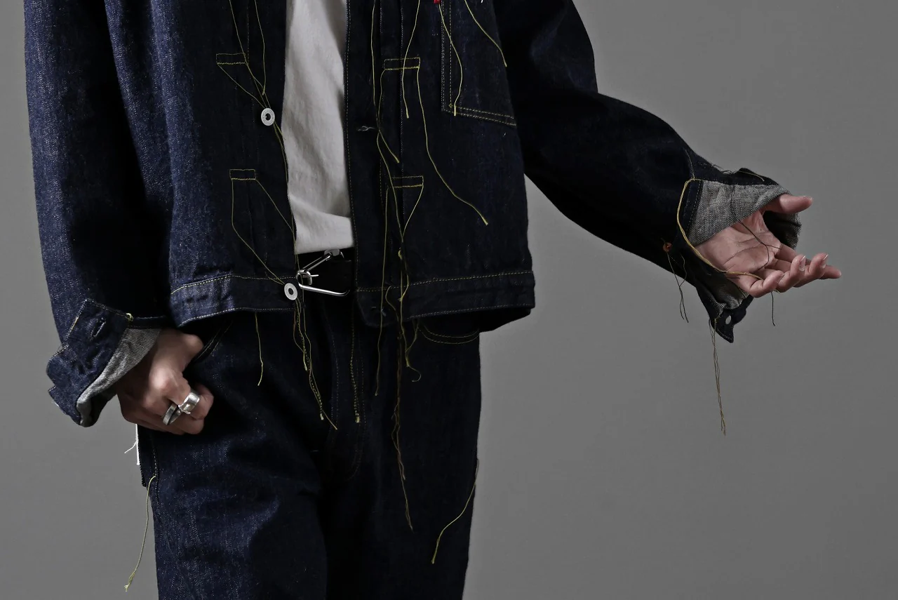 FULLCOUNT WWⅡ model Brown Cotton Denim Jacket / 13.7oz Zimbabwe Selvedge Denim (INDIGO BLUE / ONE WASHED) - Image 50
