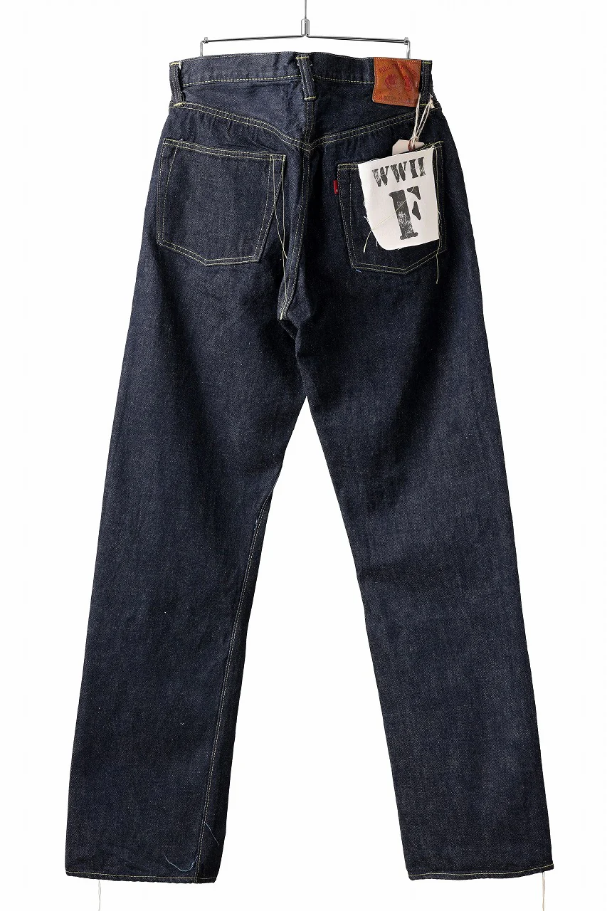 FULLCOUNT WWⅡ Model Brown Cotton Denim Pants / 13.7oz Zimbabwe Selvedge Denim (INDIGO BLUE / ONE WASHED) - Image 3