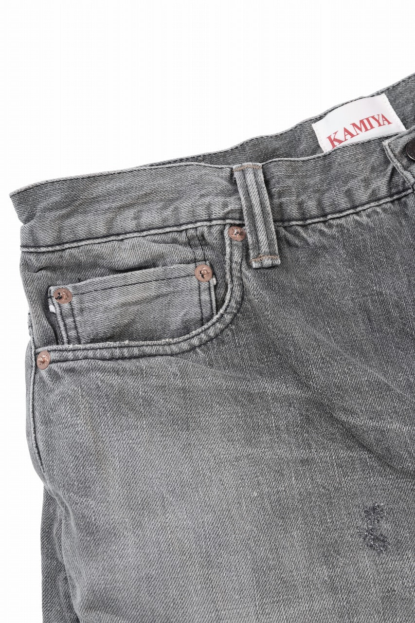 FULLCOUNT x KAMIYA Switching Denim Wide Bermuda Pants / 13.7oz Original Selvedge Denim (BLACK) - Image 5