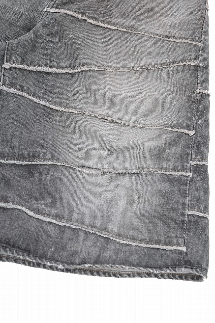 FULLCOUNT x KAMIYA Switching Denim Wide Bermuda Pants / 13.7oz Original Selvedge Denim (BLACK) - Image 6