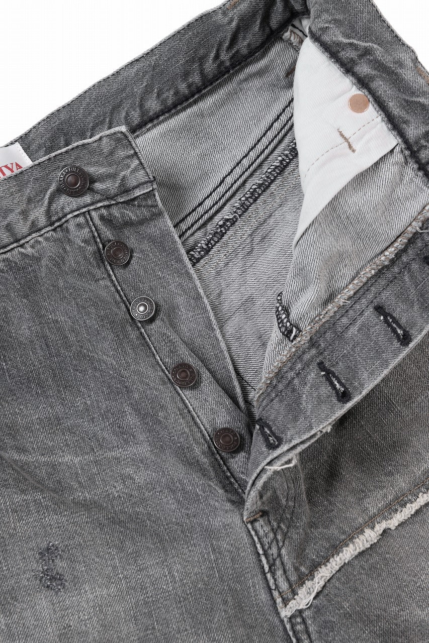 FULLCOUNT x KAMIYA Switching Denim Wide Bermuda Pants / 13.7oz Original Selvedge Denim (BLACK) - Image 7