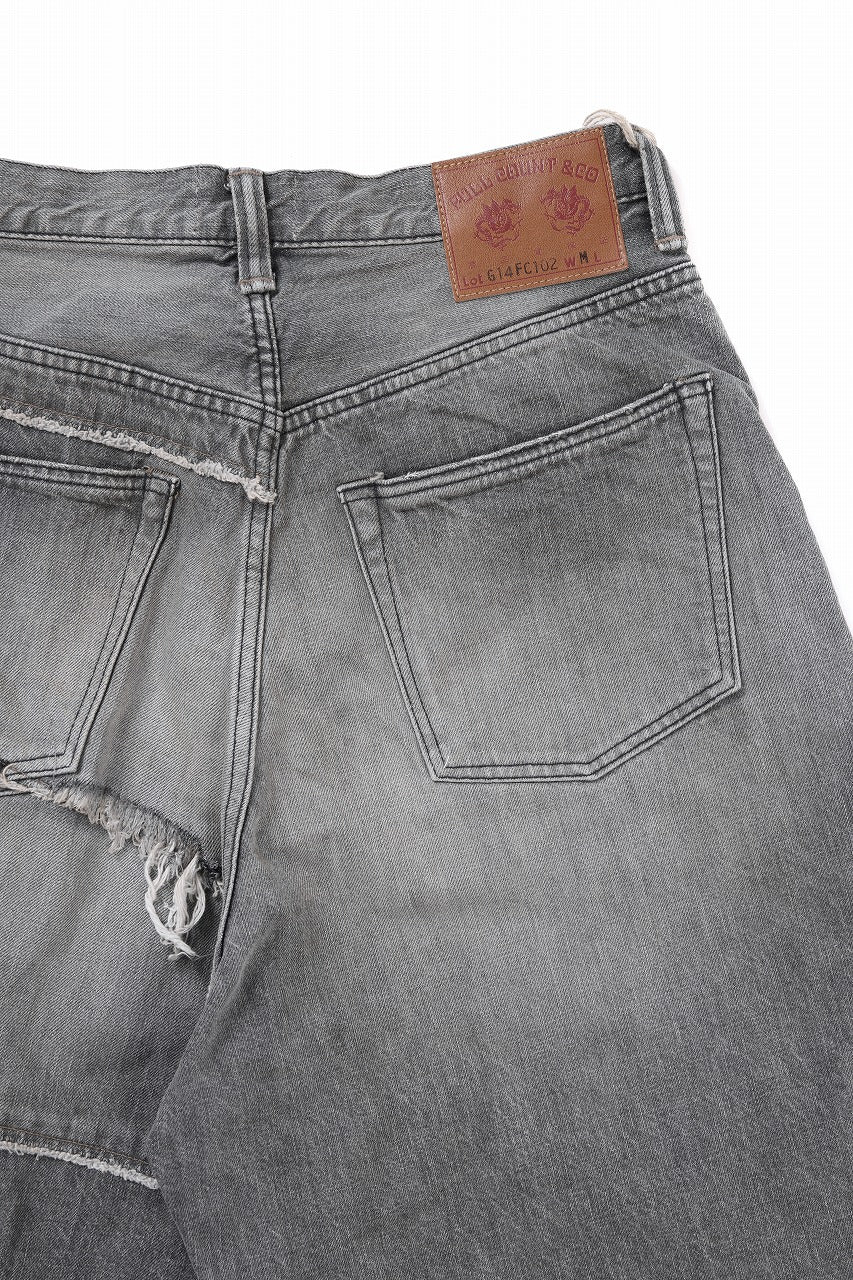 FULLCOUNT x KAMIYA Switching Denim Wide Bermuda Pants / 13.7oz Original Selvedge Denim (BLACK) - Image 8