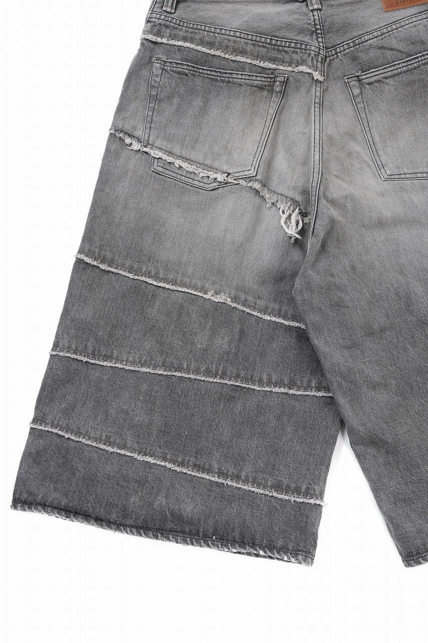FULLCOUNT x KAMIYA Switching Denim Wide Bermuda Pants / 13.7oz Original Selvedge Denim (BLACK) - Image 9