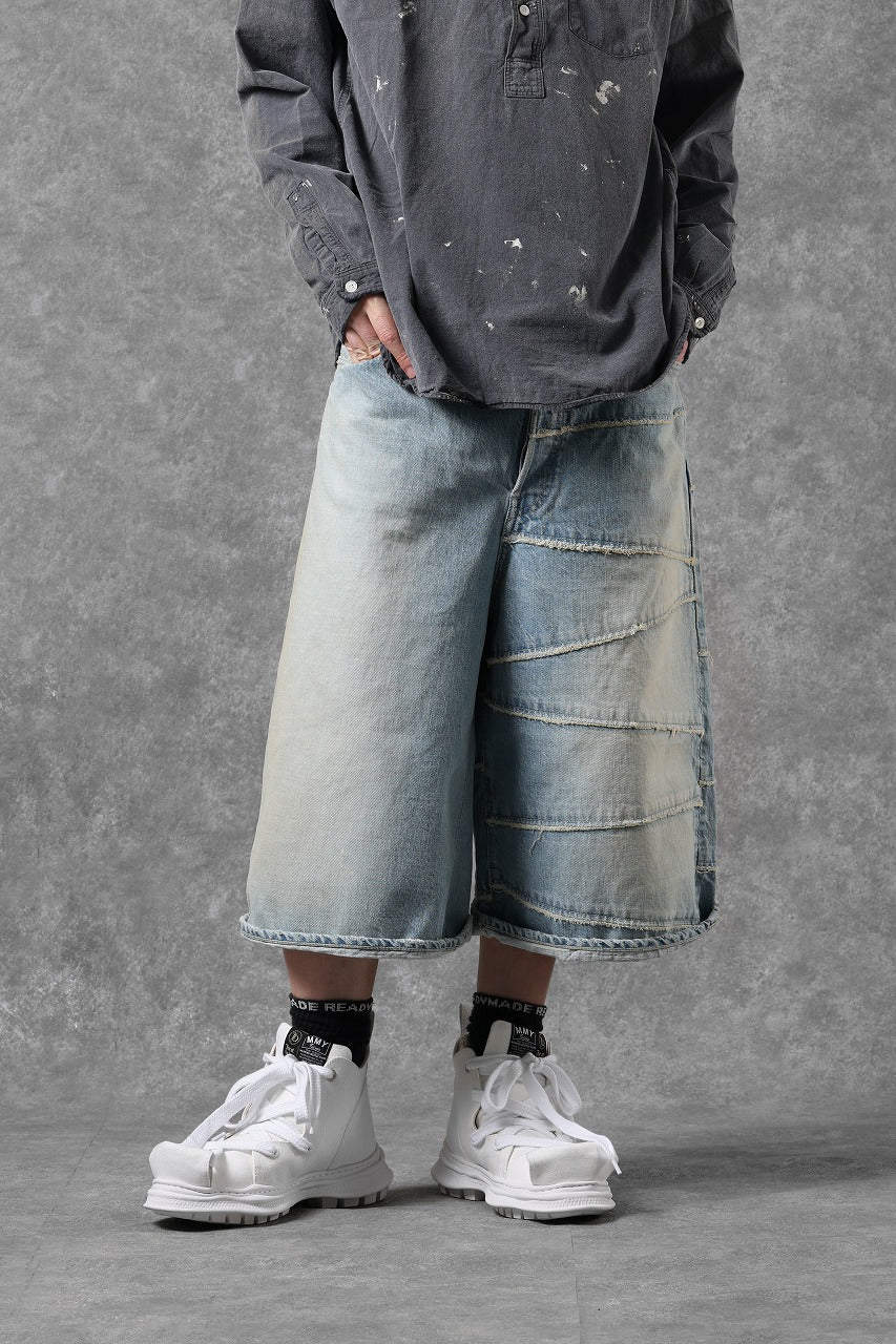 FULLCOUNT x KAMIYA Switching Denim Wide Bermuda Pants / 13.7oz Original Selvedge Denim (INDIGO BLUE) - Image 10