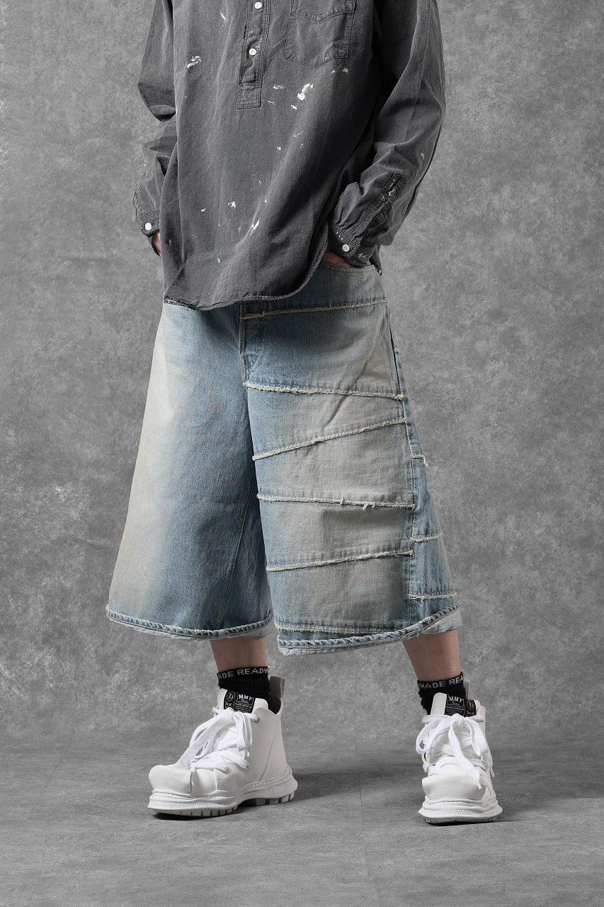 FULLCOUNT x KAMIYA Switching Denim Wide Bermuda Pants / 13.7oz Original Selvedge Denim (INDIGO BLUE) - Image 11