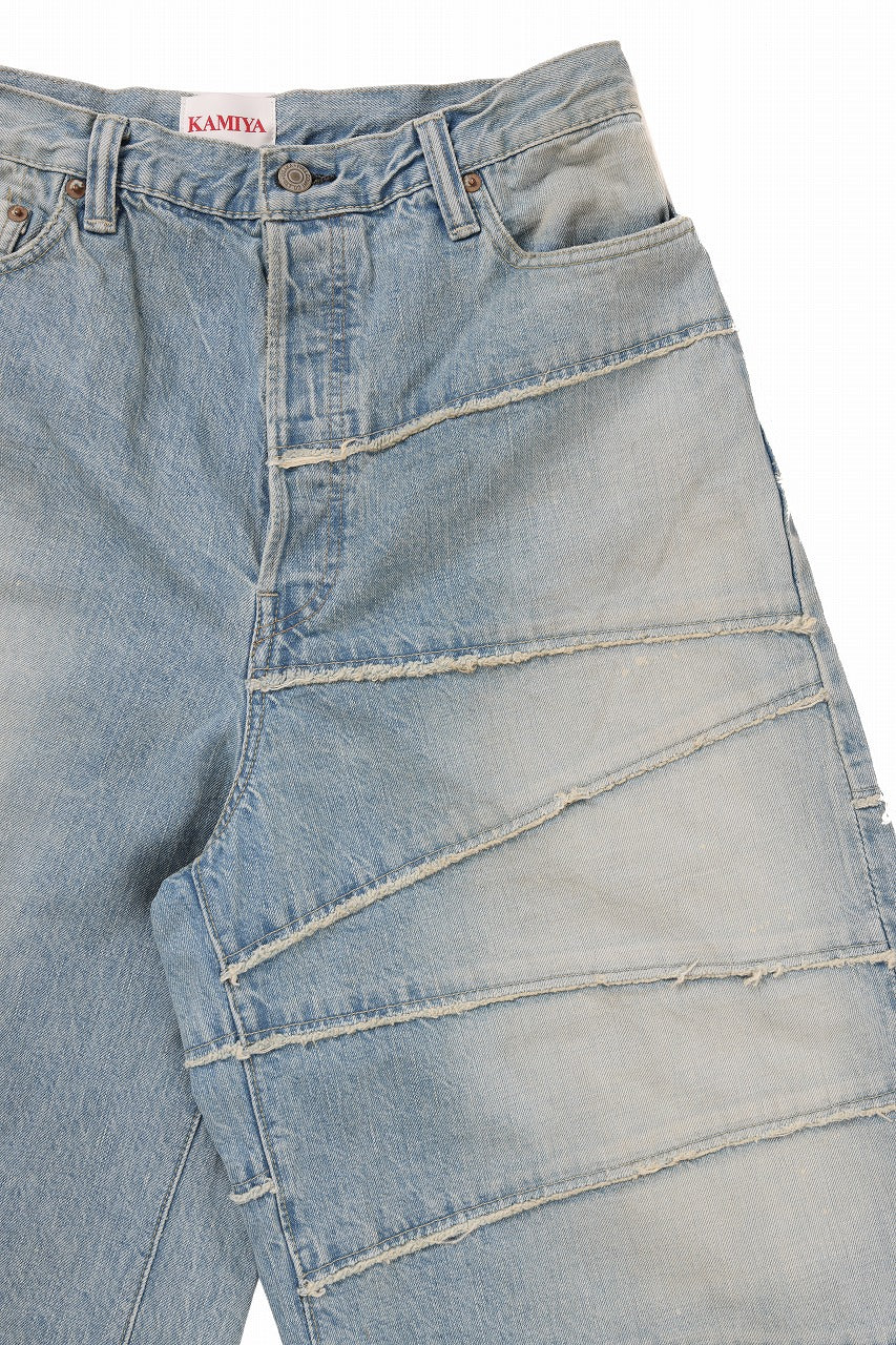 FULLCOUNT x KAMIYA Switching Denim Wide Bermuda Pants / 13.7oz Original Selvedge Denim (INDIGO BLUE) - Image 3