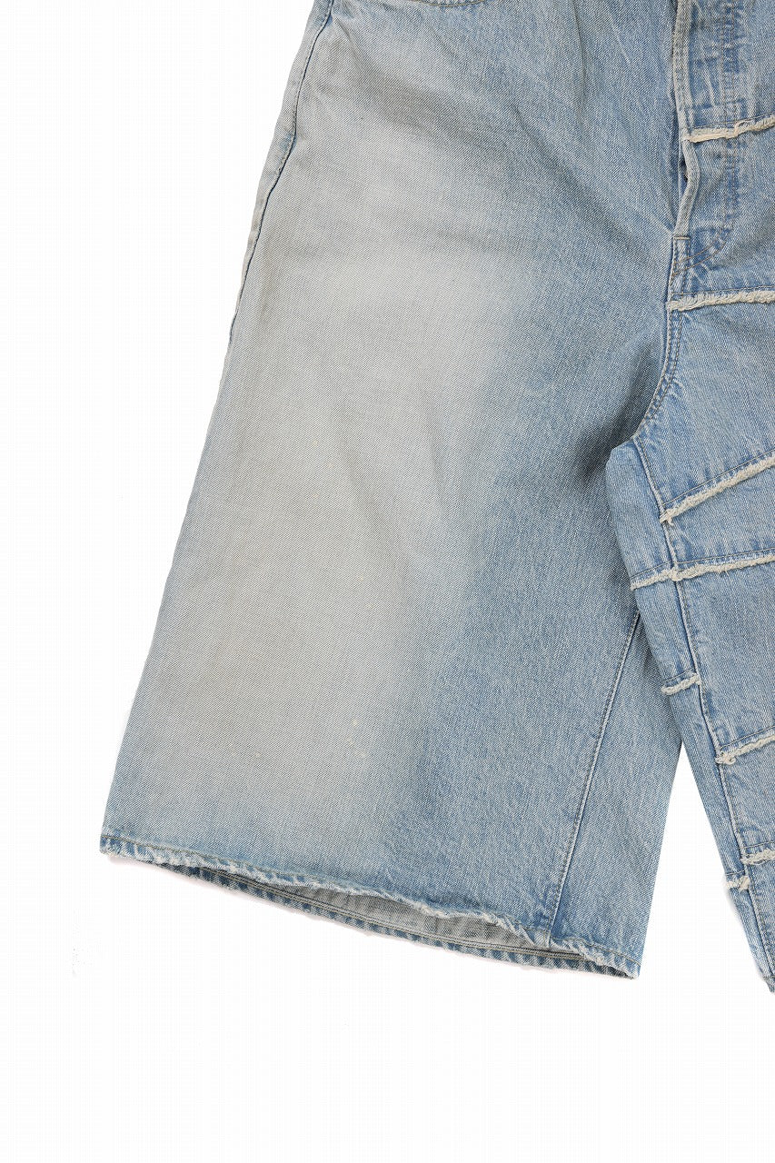 FULLCOUNT x KAMIYA Switching Denim Wide Bermuda Pants / 13.7oz Original Selvedge Denim (INDIGO BLUE) - Image 4