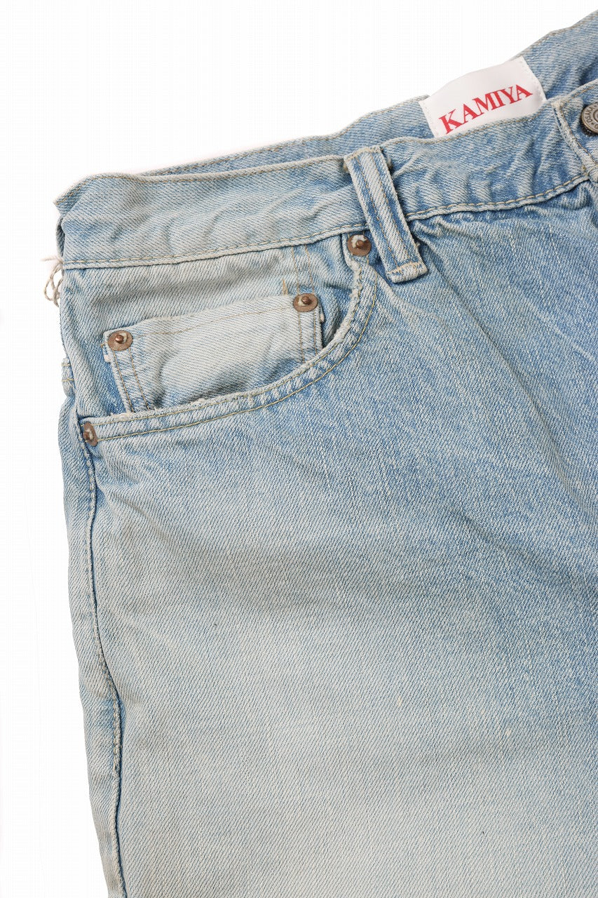 FULLCOUNT x KAMIYA Switching Denim Wide Bermuda Pants / 13.7oz Original Selvedge Denim (INDIGO BLUE) - Image 5