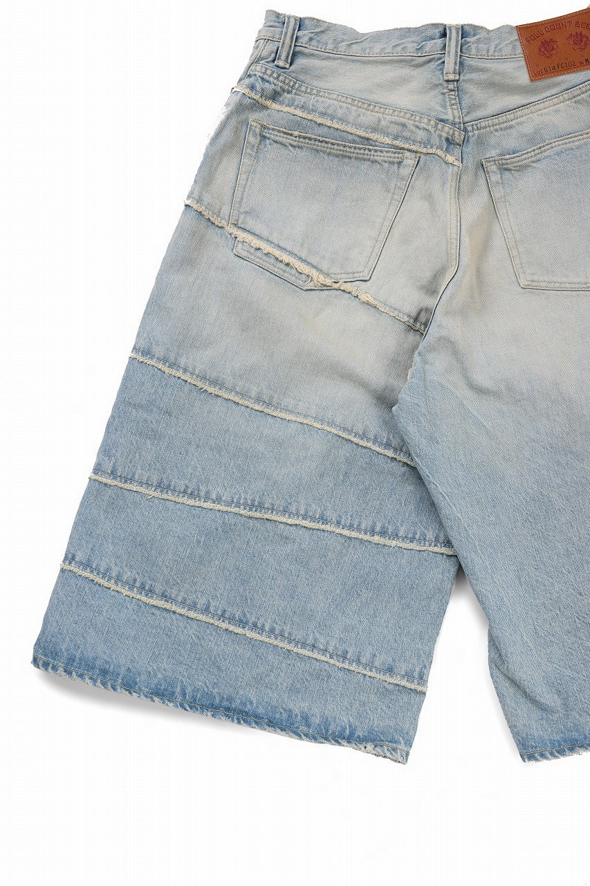 FULLCOUNT x KAMIYA Switching Denim Wide Bermuda Pants / 13.7oz Original Selvedge Denim (INDIGO BLUE) - Image 8