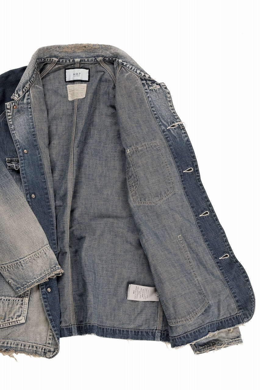 FULLCOUNT x N/07 exclusive COVER ALL JACKET / 10.5oz Zimbabwe Denim (INDIGO BLUE / EFFECTED) - Image 11