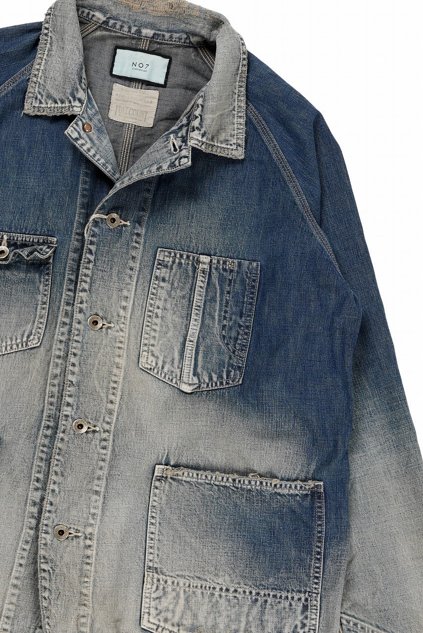 FULLCOUNT x N/07 exclusive COVER ALL JACKET / 10.5oz Zimbabwe Denim (INDIGO BLUE / EFFECTED) - Image 15